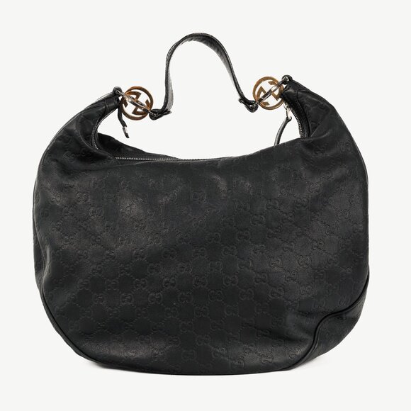 Gucci GG Twins Black Guccissima Leather Large Hobo - Picture 1 of 12
